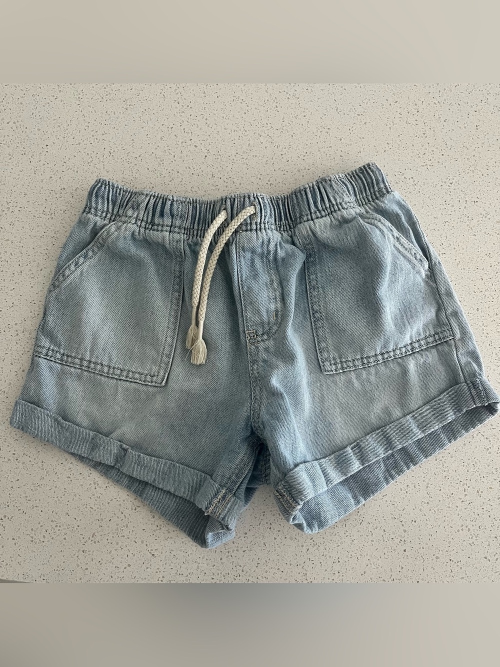Cat & Jack Light Wash Denim Drawstring Shorts Girls 10/12